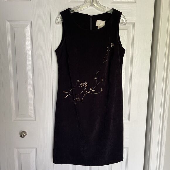 Vintage 90's Vision Apparel Black Dress Womens Size 8 Faux Suede Sleeveless - Picture 8 of 16